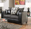 Loveseats Vintage Loveseat - 62" X 34" X 37" Object Charcoal Canopy Ebony 100% PU and 100% Polyester Loveseat HomeRoots
