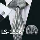 LS-337 Hot Men`s Tie Blue Striped 100% Silk Jacquard Woven Gravata Tie Hanky Cufflink Set For Men Formal Wedding Party Business-LS1536-JadeMoghul Inc.