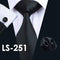 LS-877 Mens Tie Dark Striped 100% Silk Classic Jacquard Woven Barry.Wang Tie Hanky Cufflink Set For Men Formal Wedding Party-LS0251-JadeMoghul Inc.