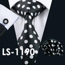 LS-877 Mens Tie Dark Striped 100% Silk Classic Jacquard Woven Barry.Wang Tie Hanky Cufflink Set For Men Formal Wedding Party-LS1190-JadeMoghul Inc.