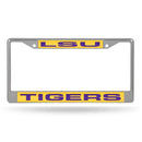 Mustang License Plate Frame LSU Laser Chrome Frame
