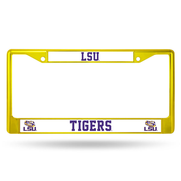 Lexus License Plate Frame LSU Yellow Colored Chrome Frame