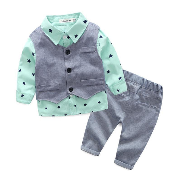 [Lucky& Lucky] new style newborn baby gentlemen boy 3pcs/set clothing set shirt+vest+casual pants quality baby clothes-tz805-3M-JadeMoghul Inc.