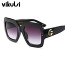 Luxury Brand Oversized Square Sunglasses Women Men Brand Designer Retro Frame Sun Glasses-D240 black grey-JadeMoghul Inc.