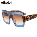 Luxury Brand Oversized Square Sunglasses Women Men Brand Designer Retro Frame Sun Glasses-D240 blue leopard-JadeMoghul Inc.