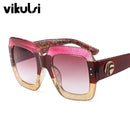 Luxury Brand Oversized Square Sunglasses Women Men Brand Designer Retro Frame Sun Glasses-D240 pink yellow-JadeMoghul Inc.