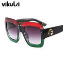 Luxury Brand Oversized Square Sunglasses Women Men Brand Designer Retro Frame Sun Glasses-D240 red black green-JadeMoghul Inc.