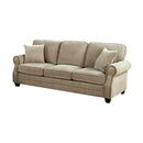 Lynne Transitional Style Chenille Fabric Sofa, Brown-Sofas-Brown-Metal-JadeMoghul Inc.