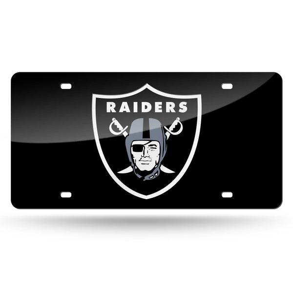 LZC Laser Cut Tag (Color Packaged) NFL Raiders Primary Logo/Black Base RICO