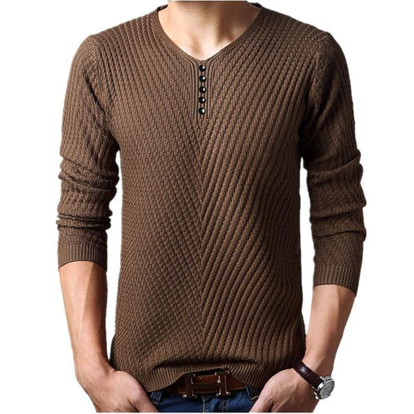 M-4XL Winter Henley Neck Sweater Men Cashmere Pullover Christmas Sweater Mens Knitted Sweaters Pull Homme Jersey Hombre 2018-Black-M-JadeMoghul Inc.
