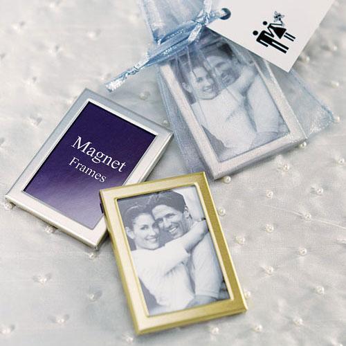 Magnet Back Mini Photo Frames Matte Gold (Pack of 3)-Popular Wedding Favors-JadeMoghul Inc.