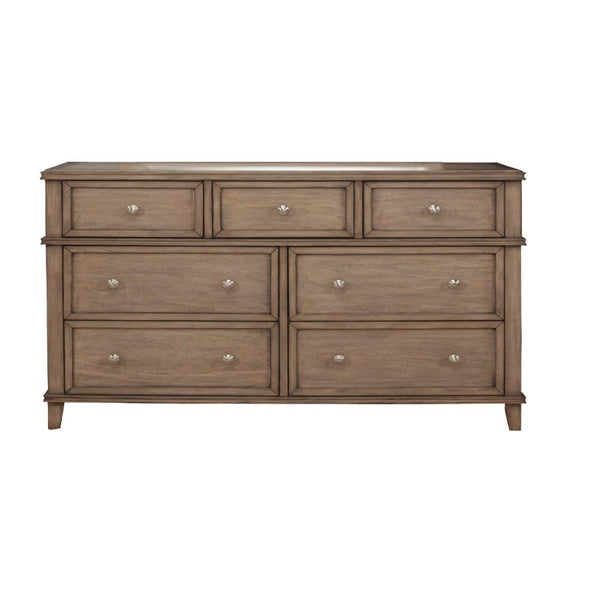 Mahogany Wood Dresser With 7 Drawers in French Truffle Brown-Dressers-Brown-Mahogany Solids & Veneer-JadeMoghul Inc.