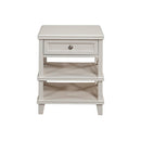 Mahogany Wood Nightstand, White-Nightstands and Bedside Tables-White-Mahogany Solids & Veneer-JadeMoghul Inc.