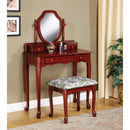 Makeup Vanity Set With Mirror, Reddish Brown-Bedroom & Makeup Vanities-Brown-RUBBERWOOD-Cherry-JadeMoghul Inc.