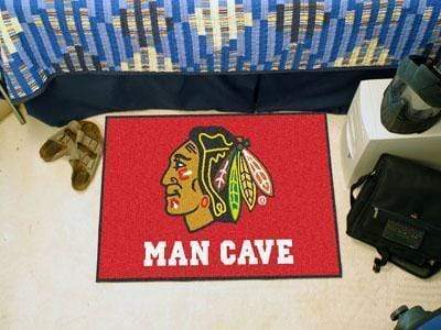 Man Cave Starter Indoor Outdoor Rugs NHL Chicago Blackhawks Man Cave Starter Rug 19"x30" FANMATS