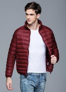 Man Duck Down Jacket - Ultra Light Thin Jacket-Dark Red-S-JadeMoghul Inc.