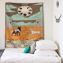 Mandala Tarot Card Pattern Blanket Tapestry Wall Hanging Tapestries Bedroom Bedspread Throw Cover Sun Moon Wall Decor 95x73CM AExp