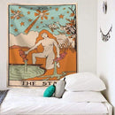 Mandala Tarot Card Pattern Blanket Tapestry Wall Hanging Tapestries Bedroom Bedspread Throw Cover Sun Moon Wall Decor 95x73CM AExp