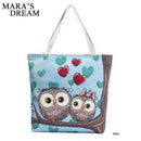 Mara's Dream Quality Cartoon Owl Printed Shoulder Bag Women Large Capacity Female Shopping Bag Canvas Handbag Summer Beach Bag-A-35 X 40 X 10 CM-JadeMoghul Inc.