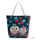 Mara's Dream Quality Cartoon Owl Printed Shoulder Bag Women Large Capacity Female Shopping Bag Canvas Handbag Summer Beach Bag-B-35 X 40 X 10 CM-JadeMoghul Inc.
