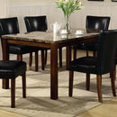 Marble Look Top Dining Table,Brown-Dining Tables-Brown-POPLAR WOOD-Cherry-JadeMoghul Inc.