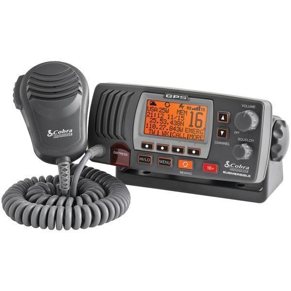 Marine Fixed Mount VHF Radio with Built-in GPS Receiver (Black)-Radios, Scanners & Accessories-JadeMoghul Inc.
