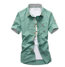 MarKyi plus size 5xl mushroom embroidery mens short sleeve casual shirts fashion 2017 new summer cotton shirts men social-Green-size M 165cm 55kg-JadeMoghul Inc.