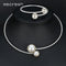 Mecresh Simple Simulated Pearl Bridal Jewelry Sets Crystal Fashion Wedding Jewelry Necklace Bracelet Sets for Women MTL415-Silver Plated-Clear-JadeMoghul Inc.