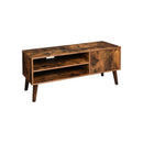 Media Storage Cabinets & Racks Retro Style Wooden TV Stand with Two Open Compartment and One Door Cabinet, Brown Benzara