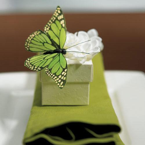 Medium Hand Painted Butterfly (12) Green (Pack of 12)-Wedding Table Decorations-JadeMoghul Inc.