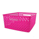 MEDIUM HOT PINK WOVEN BASKET-Arts & Crafts-JadeMoghul Inc.