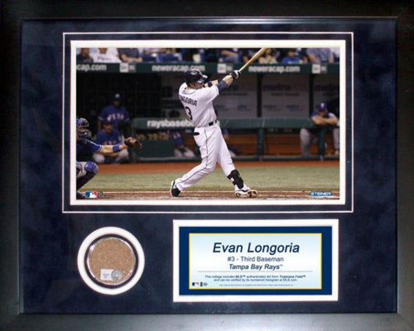 MEMORABILIA-GAME USED Steiner Sports MLB Tampa Bay Devil Rays Evan Longoria 11 x 14-inch Mini Dirt Collage STEINER SPORTS MEMORABILIA