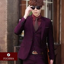 Men 3-pieces Slim Fit Suit-1 fuchsia-S-JadeMoghul Inc.