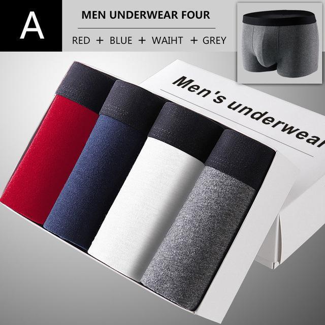 Men 4Pcs\lot Underwear / Men Solid Boxer Shorts-Ivory-4XL-JadeMoghul Inc.