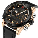 Men Analog & Digital Leather Sports Watch-Gold Black-JadeMoghul Inc.