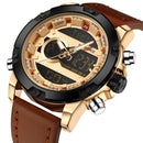 Men Analog & Digital Leather Sports Watch-Gold Black Yellow-JadeMoghul Inc.