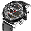 Men Analog & Digital Leather Sports Watch-Silver Black-JadeMoghul Inc.