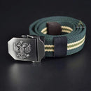 Men Canvas Belt With Stainless Steel Embossed Buckle-C-100cm-JadeMoghul Inc.