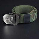 Men Canvas Belt With Stainless Steel Embossed Buckle-E-100cm-JadeMoghul Inc.