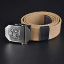 Men Canvas Belt With Stainless Steel Embossed Buckle-J-100cm-JadeMoghul Inc.