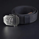 Men Canvas Belt With Stainless Steel Embossed Buckle-J-100cm-JadeMoghul Inc.