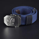Men Canvas Belt With Stainless Steel Embossed Buckle-K-100cm-JadeMoghul Inc.