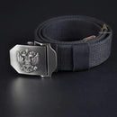 Men Canvas Belt With Stainless Steel Embossed Buckle-M-100cm-JadeMoghul Inc.