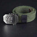 Men Canvas Belt With Stainless Steel Embossed Buckle-N-100cm-JadeMoghul Inc.
