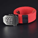 Men Canvas Belt With Stainless Steel Embossed Buckle-O-100cm-JadeMoghul Inc.