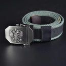 Men Canvas Belt With Stainless Steel Embossed Buckle-P-100cm-JadeMoghul Inc.