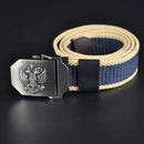 Men Canvas Belt With Stainless Steel Embossed Buckle-R-100cm-JadeMoghul Inc.