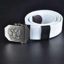 Men Canvas Belt With Stainless Steel Embossed Buckle-S-100cm-JadeMoghul Inc.