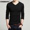Men Cashmere & Wool Sweater / Men Solid Color V-Neck Knitted Pullover-Black-XL-JadeMoghul Inc.