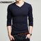 Men Cashmere & Wool Sweater / Men Solid Color V-Neck Knitted Pullover-Navy Blue-XL-JadeMoghul Inc.